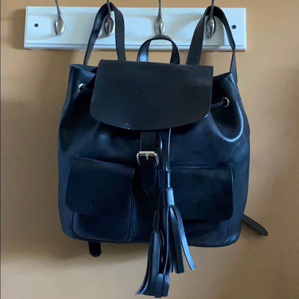 Black leather backpack
